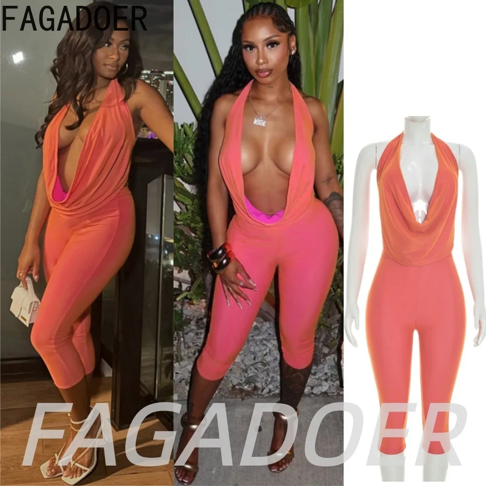 FAGADOER Fashion Ruched Shorts Two Piece Sets Sexy Deep V Halter Back Lace-up Crop Top + Bodycon Shorts Outfits Streetwear Suits
FAGADOER Fashion Ruched Shorts Two Piece Sets Sexy Deep V Halter Back Lace-up Crop Top + Bodycon Shorts Outfits Streetwear Suits