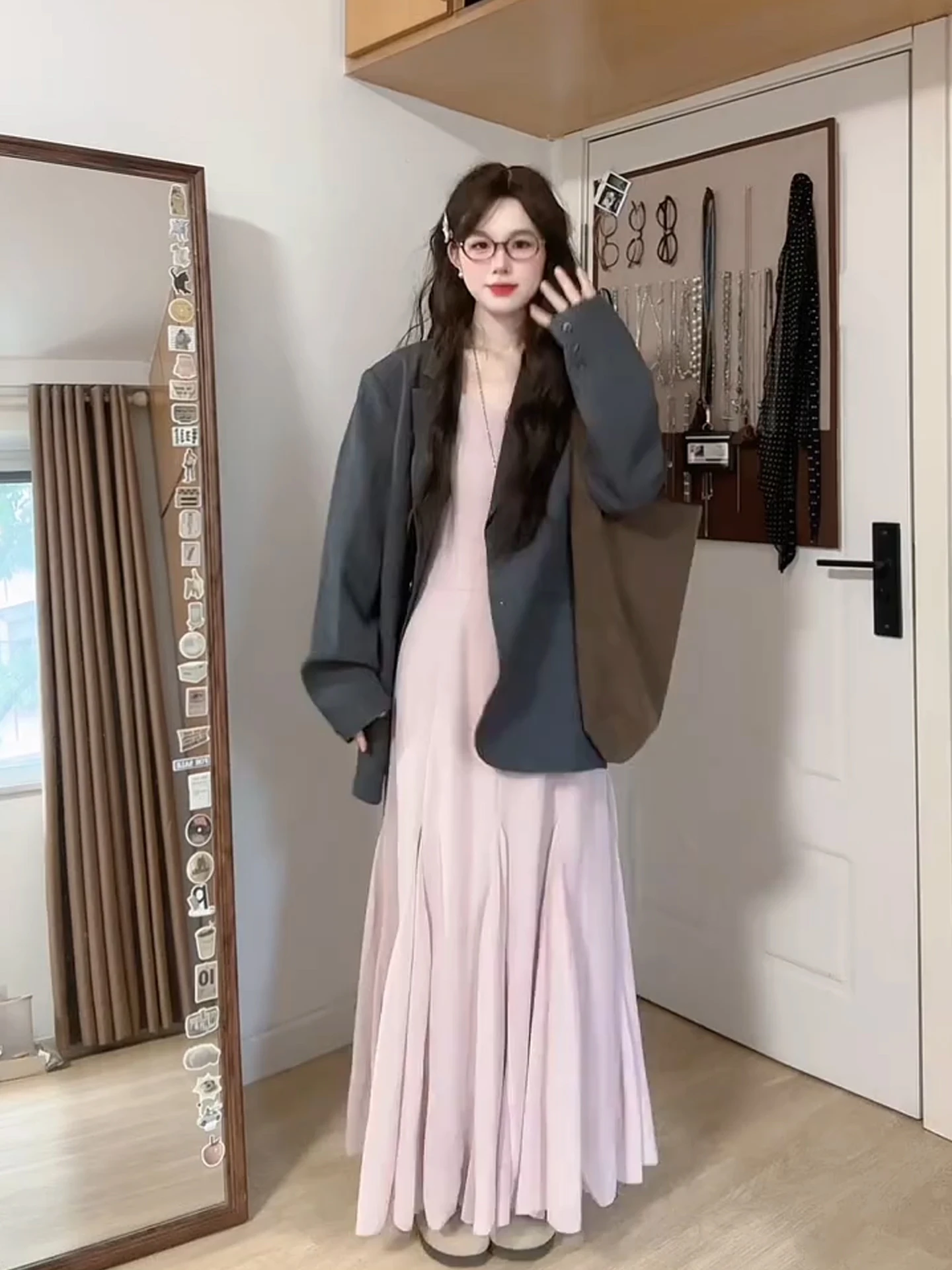 Keni plus Size Korean Style Grey Suit Jacket Women's Autumn Frock And Blouse Set Fish Tail Strap Dress Casual High Waist
Keni plus Size Korean Style Grey Suit Jacket Women's Autumn Frock And Blouse Set Fish Tail Strap Dress Casual High Waist
