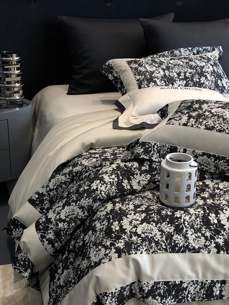 MARKCROSS Autumn Winter 00% Long Staple Cotton Four Piece Set Pure Cotton Gown Satin Digital Printing Naked Sp eet Set
MARKCROSS Autumn Winter 00% Long Staple Cotton Four Piece Set Pure Cotton Gown Satin Digital Printing Naked Sp eet Set
