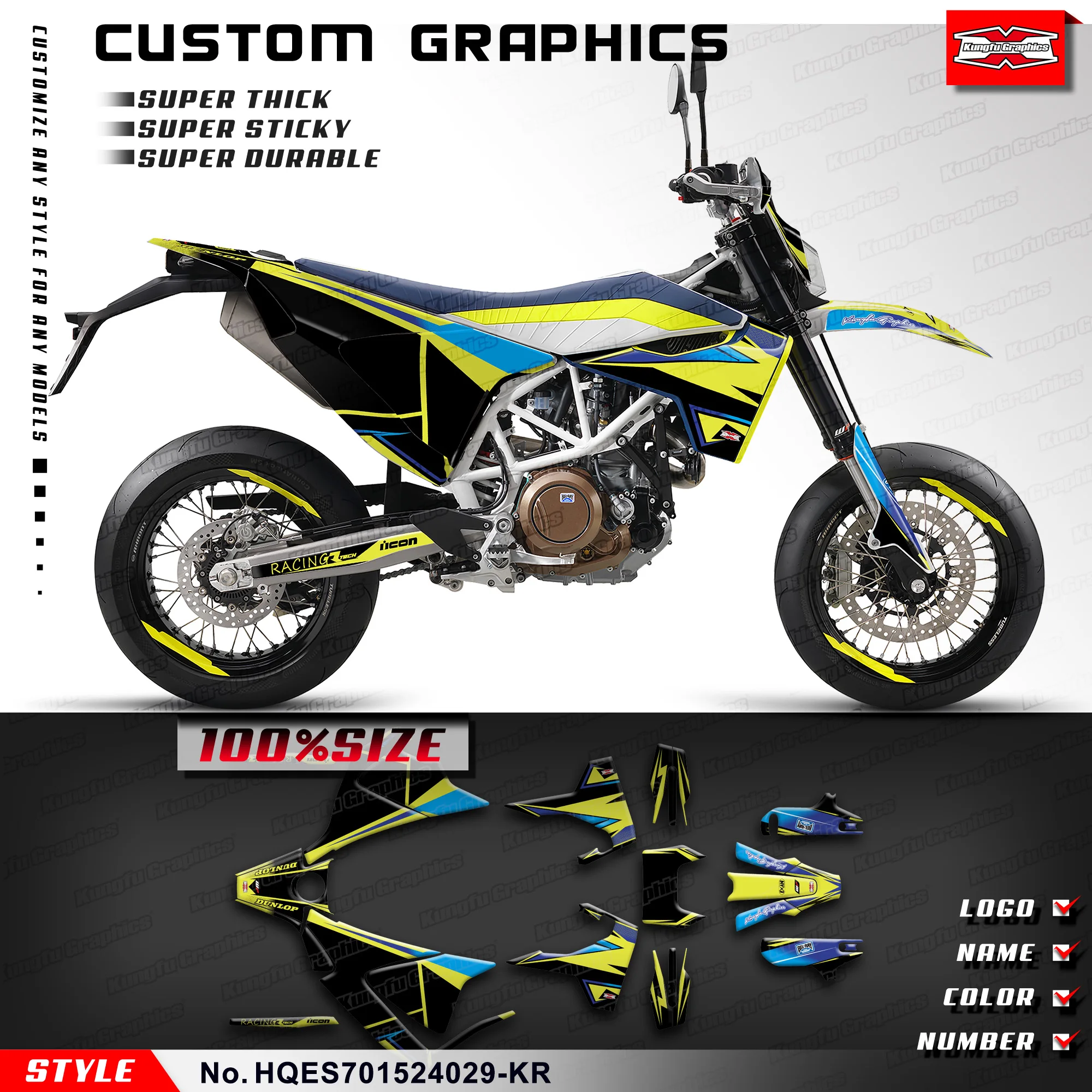 KUNGFU GRAPHCS Custom Sticker Vinyl Wrap Kit for Husqvarna Enduro Supermoto 701 2015-2024, HQES701524029-KR
KUNGFU GRAPHCS Custom Sticker Vinyl Wrap Kit for Husqvarna Enduro Supermoto 701 2015-2024, HQES701524029-KR