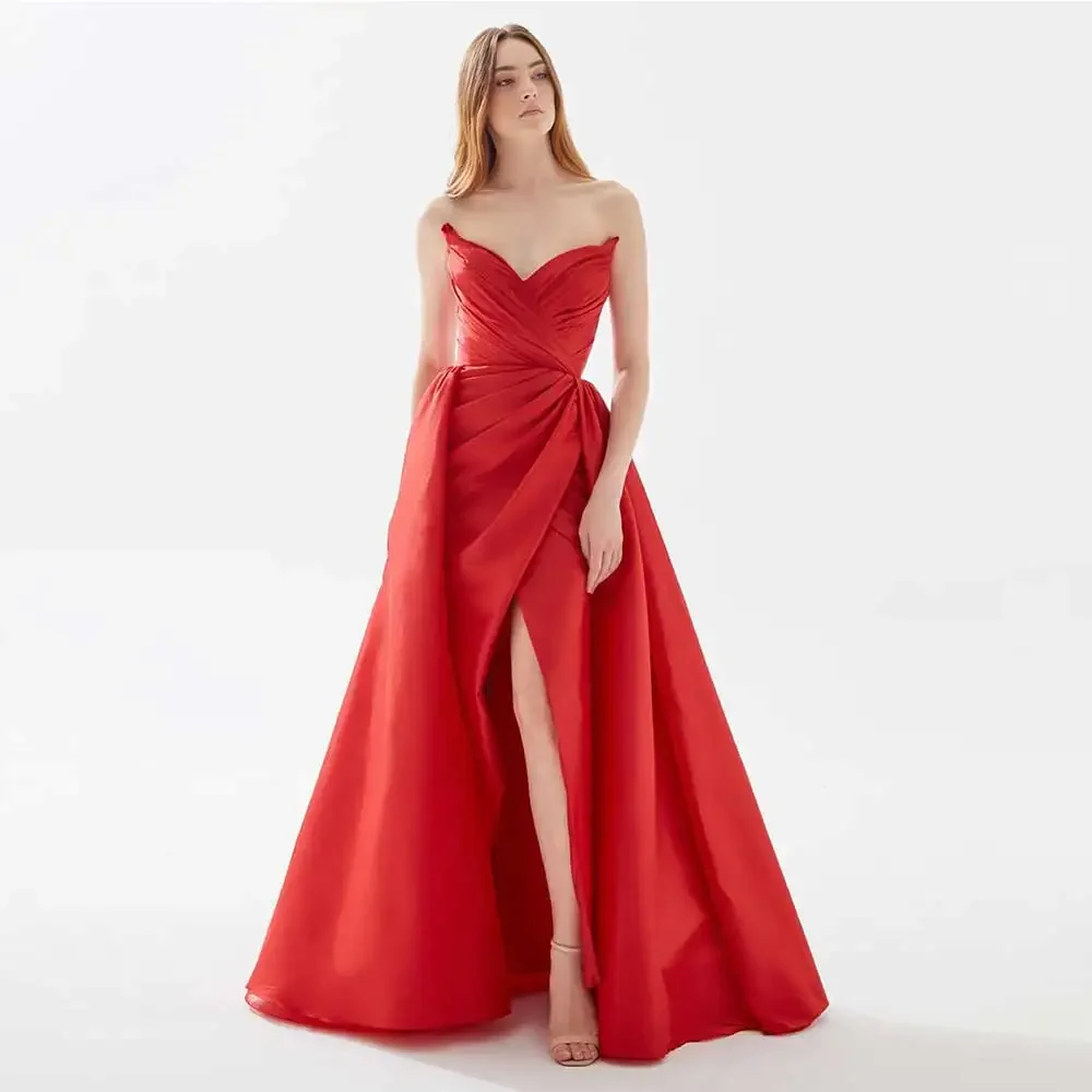 Customized Satin A-Line Evening Dress High Split Backless V-Neck Draped Women's Fashion Prom Gown Floor Length Sleeveless Party
Customized Satin A-Line Evening Dress High Split Backless V-Neck Draped Women's Fashion Prom Gown Floor Length Sleeveless Party