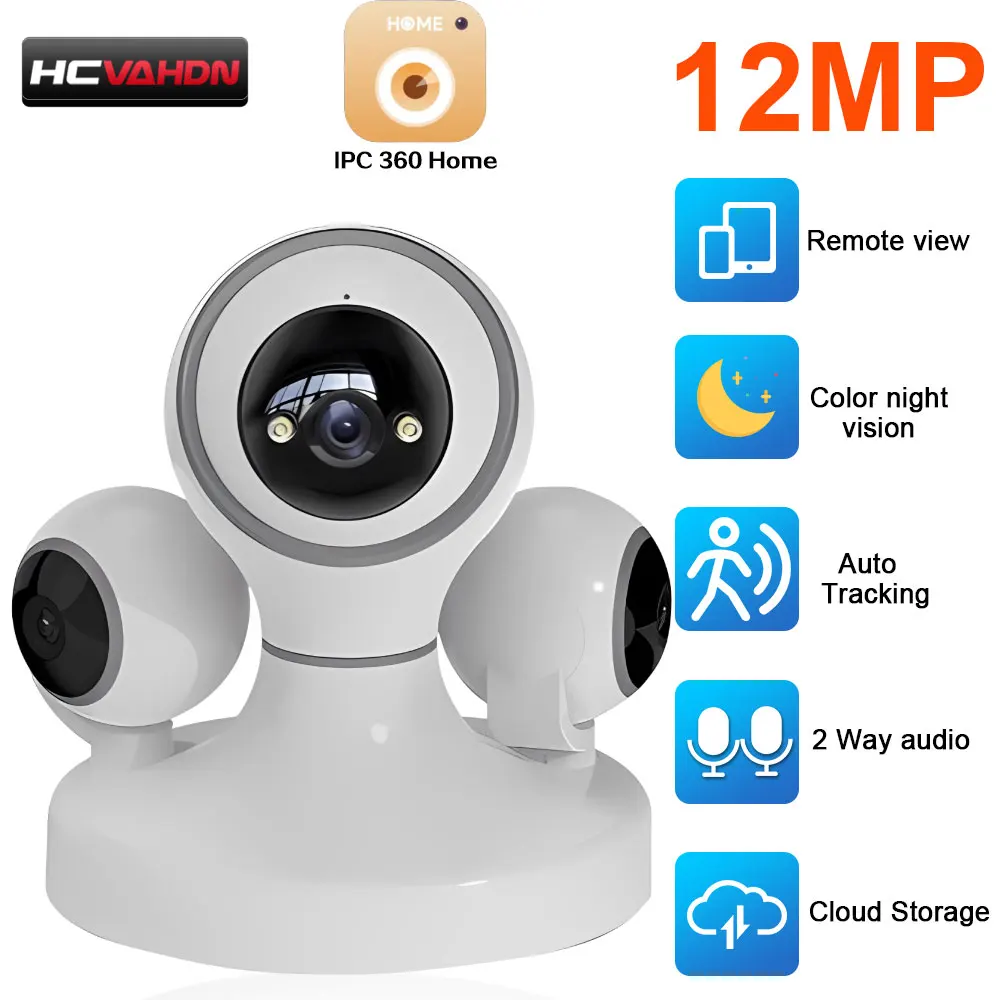 Mini 12MP Three Lens WiFi CCTV PTZ Camera with 720° Detection Alarm Three Screen 4K Indoor Home Security Surveillance Camera
Mini 12MP Three Lens WiFi CCTV PTZ Camera with 720° Detection Alarm Three Screen 4K Indoor Home Security Surveillance Camera