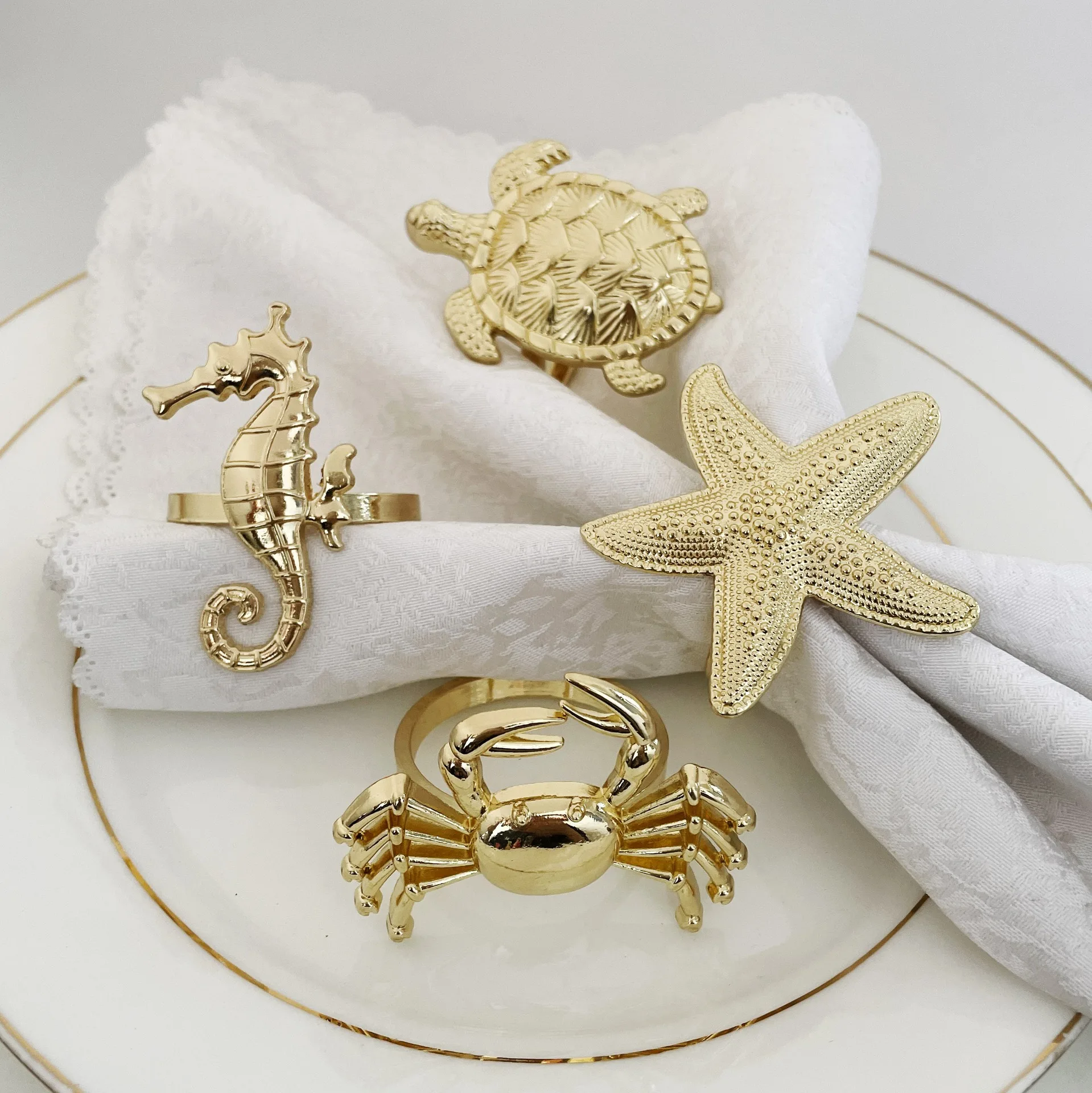 4-Piece Marine Animal Napkin Rings Set – Starfish, Seahorse, Crab & Turtle Designs for Spring Weddings, Parties & Banquets
4-Piece Marine Animal Napkin Rings Set – Starfish, Seahorse, Crab & Turtle Designs for Spring Weddings, Parties & Banquets