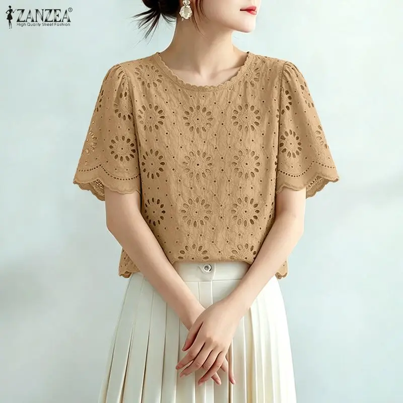 ZANZEA Elegant Summer Hollow Out Blouse Women Bohemain Holiday Shirt O Neck Short Sleeve Blusas Casual Patchwork Work Tops 2026
ZANZEA Elegant Summer Hollow Out Blouse Women Bohemain Holiday Shirt O Neck Short Sleeve Blusas Casual Patchwork Work Tops 2026