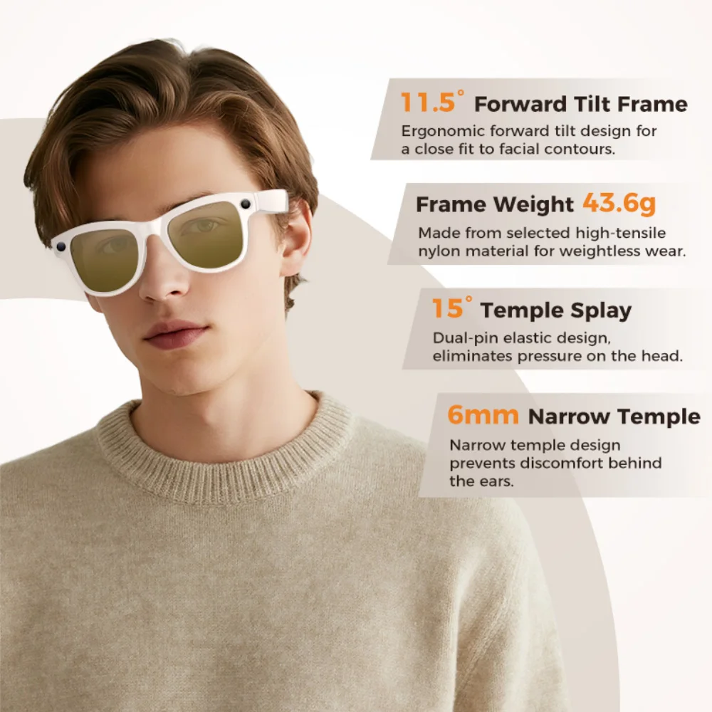 New 800W Pixel 4K HD Camera Take A Photo Video Recording Real-time Translation Smart Glasses Blue Tooth Call Image Recognition
New 800W Pixel 4K HD Camera Take A Photo Video Recording Real-time Translation Smart Glasses Blue Tooth Call Image Recognition