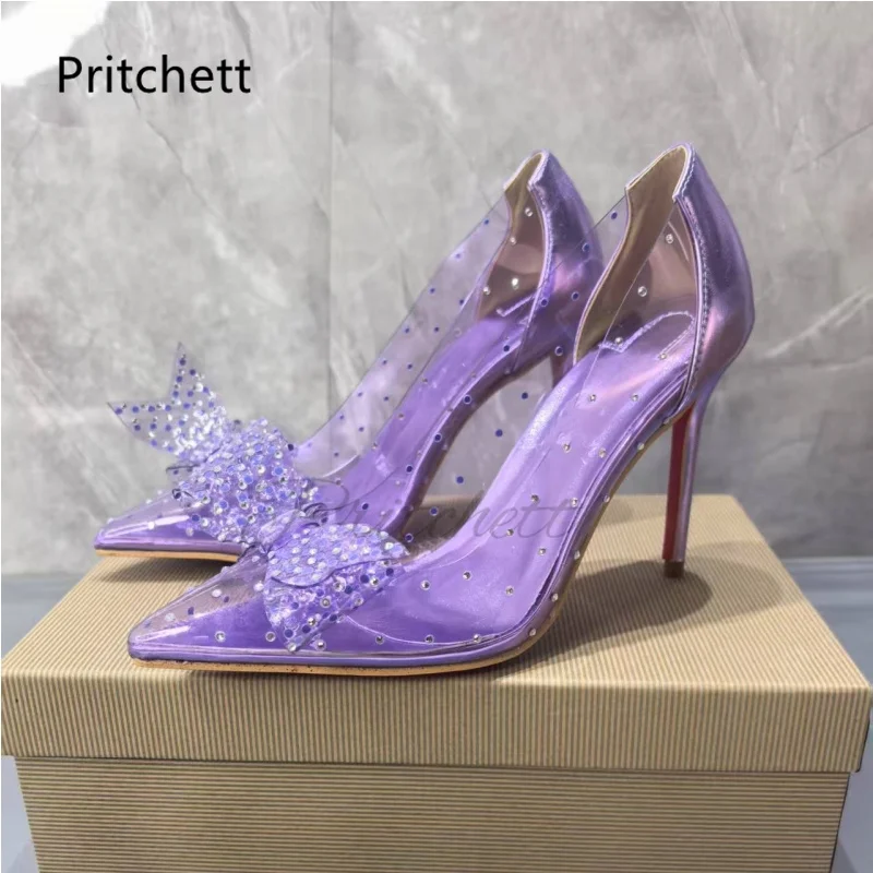 Rhinestone Butterfly Knot Stiletto Women's Pumps Purple Transparent Pvc High Heels Crystal Pointed Toe Slip On Luxury Party Shoe
Rhinestone Butterfly Knot Stiletto Women's Pumps Purple Transparent Pvc High Heels Crystal Pointed Toe Slip On Luxury Party Shoe