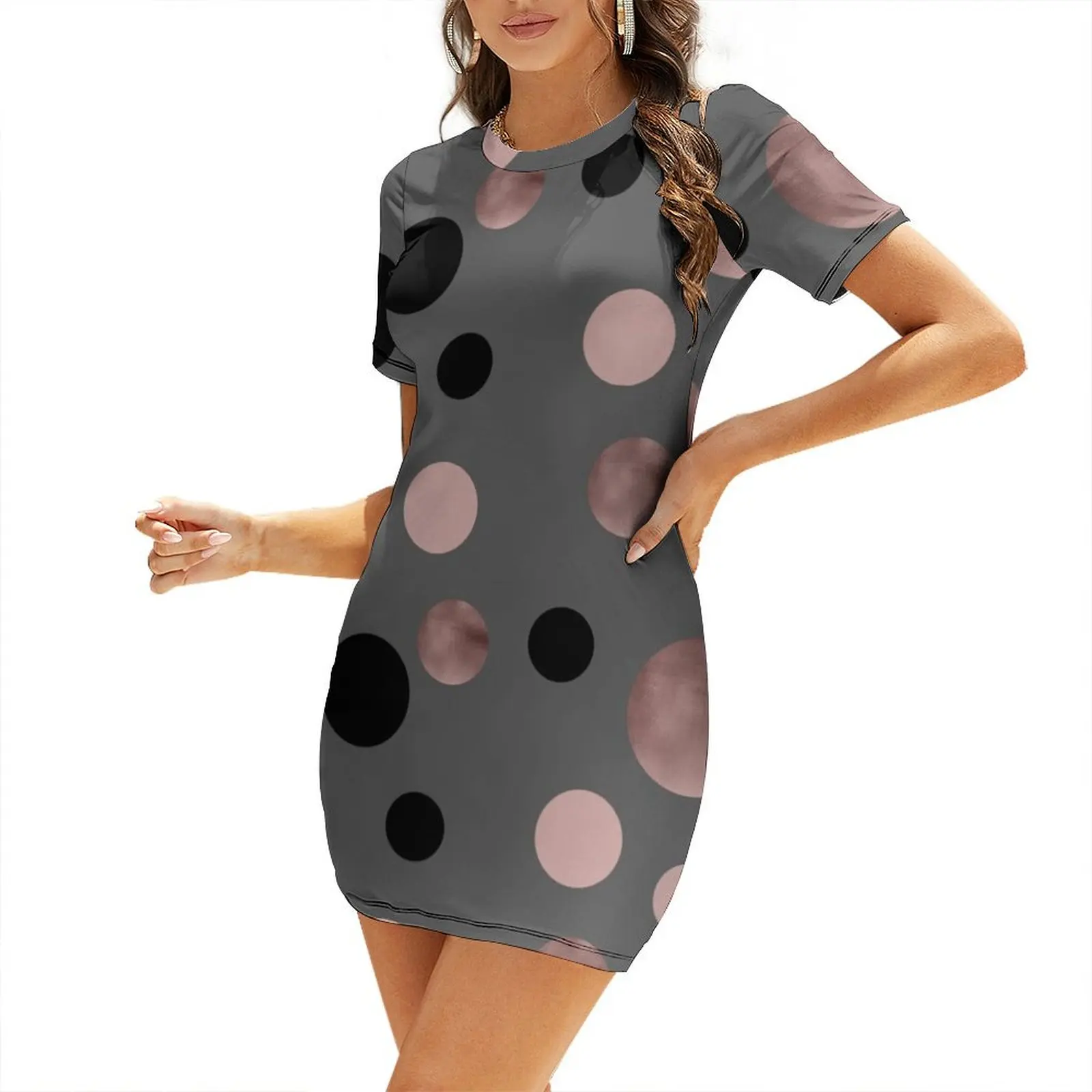 Elegant rose gold, black and pink dots Short-Sleeved Dress dresses for prom Women's summer long dress dress for women
Elegant rose gold, black and pink dots Short-Sleeved Dress dresses for prom Women's summer long dress dress for women