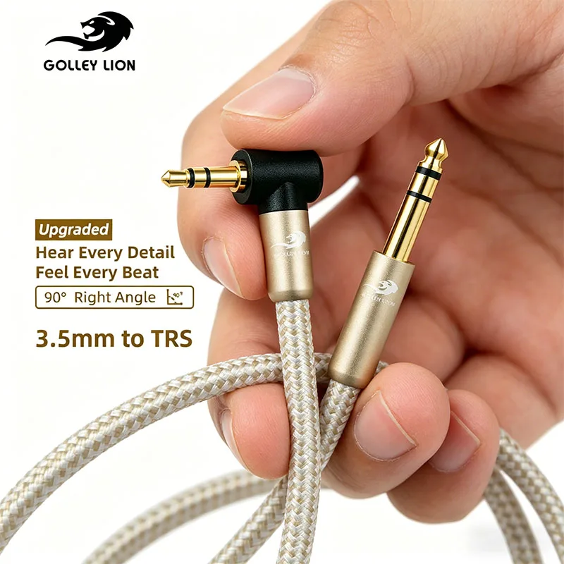 GOLLEY LION Right-Angle 1/8 to 1/4 Stereo Cable 3.5mm TRS to 6.35mm Audio Cable with Zinc Alloy Housing and Nylon Braid for Lapt
GOLLEY LION Right-Angle 1/8 to 1/4 Stereo Cable 3.5mm TRS to 6.35mm Audio Cable with Zinc Alloy Housing and Nylon Braid for Lapt