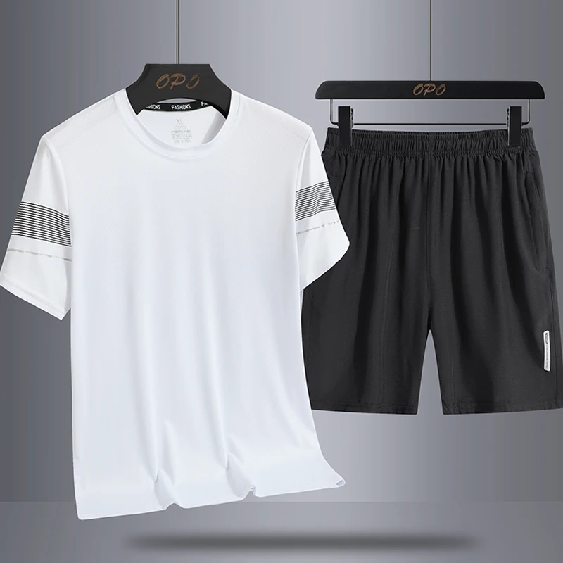 2024 Ice Silk Set Men's Summer Short sleeved T-shirt Youth Paired with Handsome Set of Casual Sports Shorts Two Piece Set
2024 Ice Silk Set Men's Summer Short sleeved T-shirt Youth Paired with Handsome Set of Casual Sports Shorts Two Piece Set