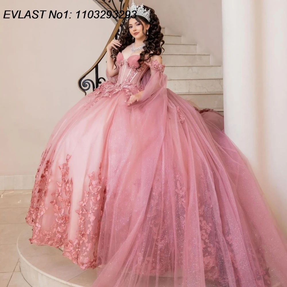 EVLAST Customized Shiny Blush Ball Gown Quinceanera Dress Lace Applique Beaded Crystal Cape Sweet 16 Vestidos De 15 Anos E1Q917
EVLAST Customized Shiny Blush Ball Gown Quinceanera Dress Lace Applique Beaded Crystal Cape Sweet 16 Vestidos De 15 Anos E1Q917
