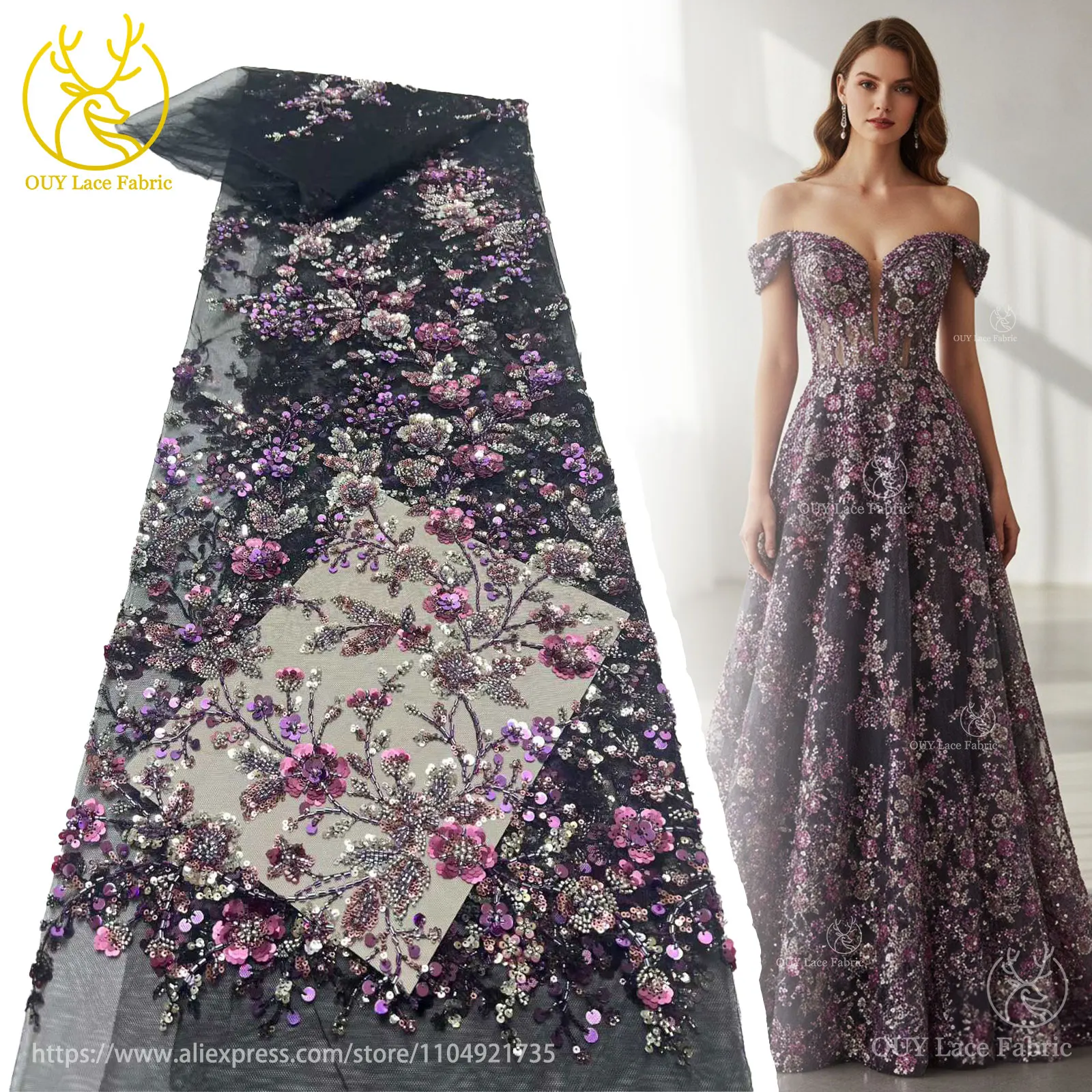 African Sequins Beaded Groom Lace Fabric 2025 French Nigerian Embroidery Tulle Lace Fabric Bridal Wedding Party Dress Sewing
African Sequins Beaded Groom Lace Fabric 2025 French Nigerian Embroidery Tulle Lace Fabric Bridal Wedding Party Dress Sewing