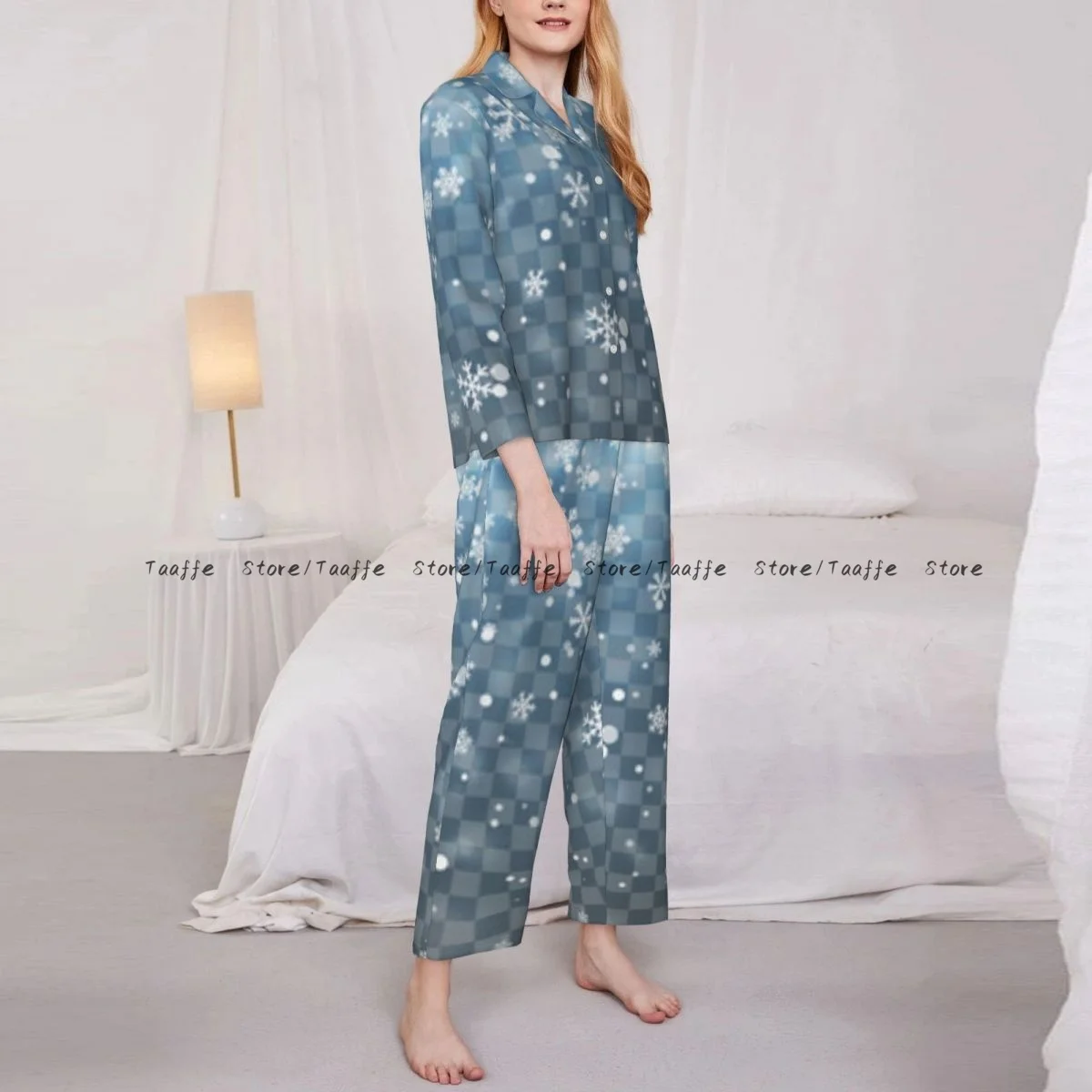 Spring and Autumn Long Sleeve Pants Pajamas Loungewear Set Christmas Snowflakes Women's Pull Edge Loose Sleeping Suit
Spring and Autumn Long Sleeve Pants Pajamas Loungewear Set Christmas Snowflakes Women's Pull Edge Loose Sleeping Suit