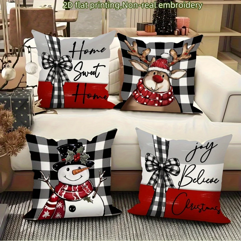 4pcs Christmas Pillow Covers – Festive Reindeer with Scarves & Snowmen Prints, Holiday-Themed Cushion Covers for Christmas Decor
4pcs Christmas Pillow Covers – Festive Reindeer with Scarves & Snowmen Prints, Holiday-Themed Cushion Covers for Christmas Decor