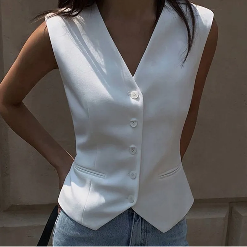 New Summer Solid Color Simple Pony Clip Suit Vest Fashion and Versatile Short Cardigan Vests Black White Cardigan Female
New Summer Solid Color Simple Pony Clip Suit Vest Fashion and Versatile Short Cardigan Vests Black White Cardigan Female