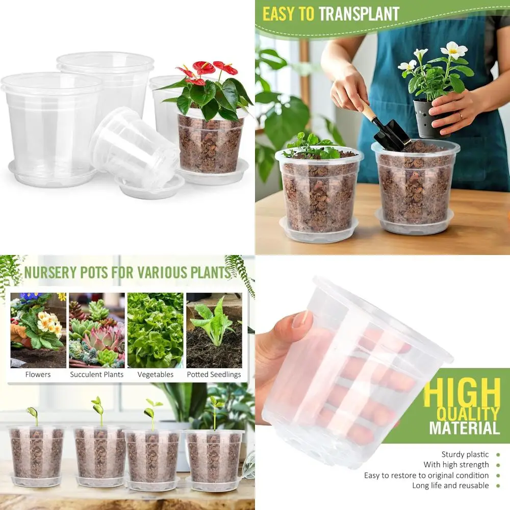 RAOOKIF 8/7/6/5/4 Inch Clear Nursery Pots with Drainage and Saucers, 10 Pack Clear Pots for Plants, Nursery Pots for Flowers, Su
RAOOKIF 8/7/6/5/4 Inch Clear Nursery Pots with Drainage and Saucers, 10 Pack Clear Pots for Plants, Nursery Pots for Flowers, Su