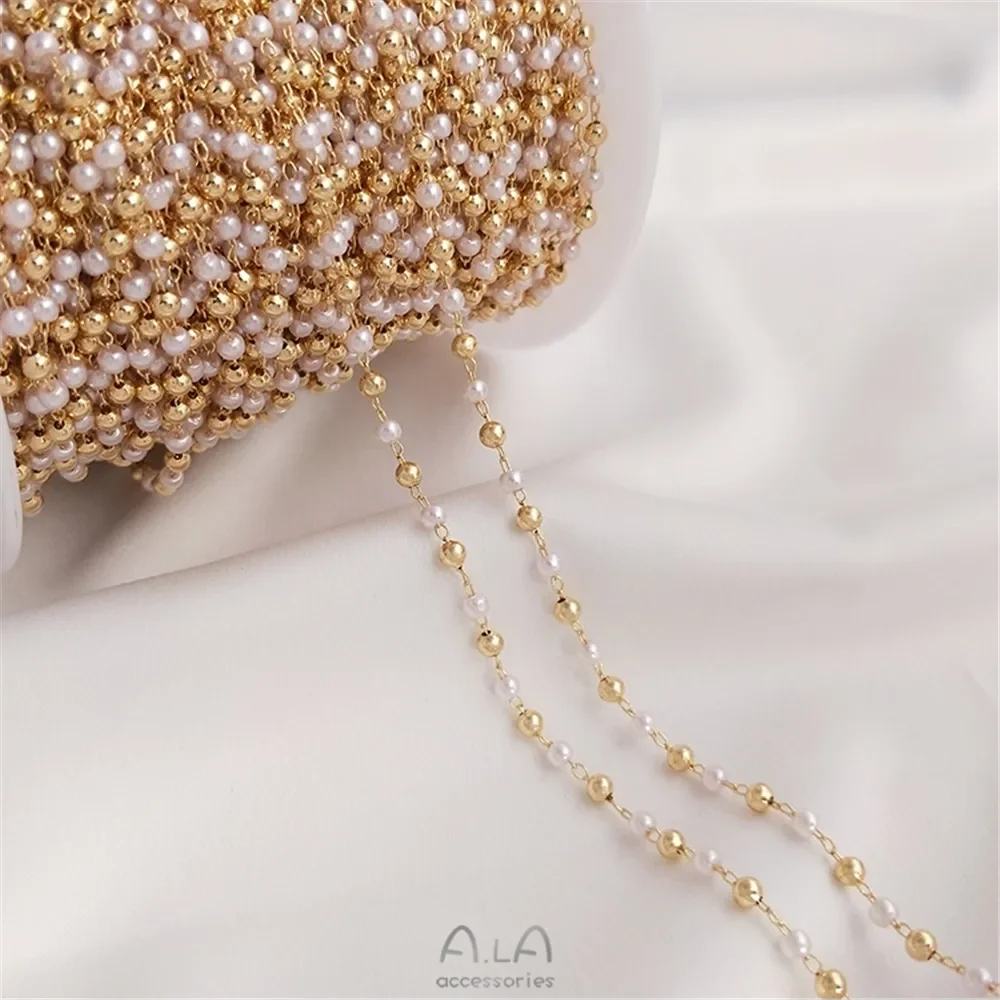 Handmade chain 14K gold imitation pearl rice bead shaped gourd bead isolation chain DIY necklace bracelet loose chain
Handmade chain 14K gold imitation pearl rice bead shaped gourd bead isolation chain DIY necklace bracelet loose chain