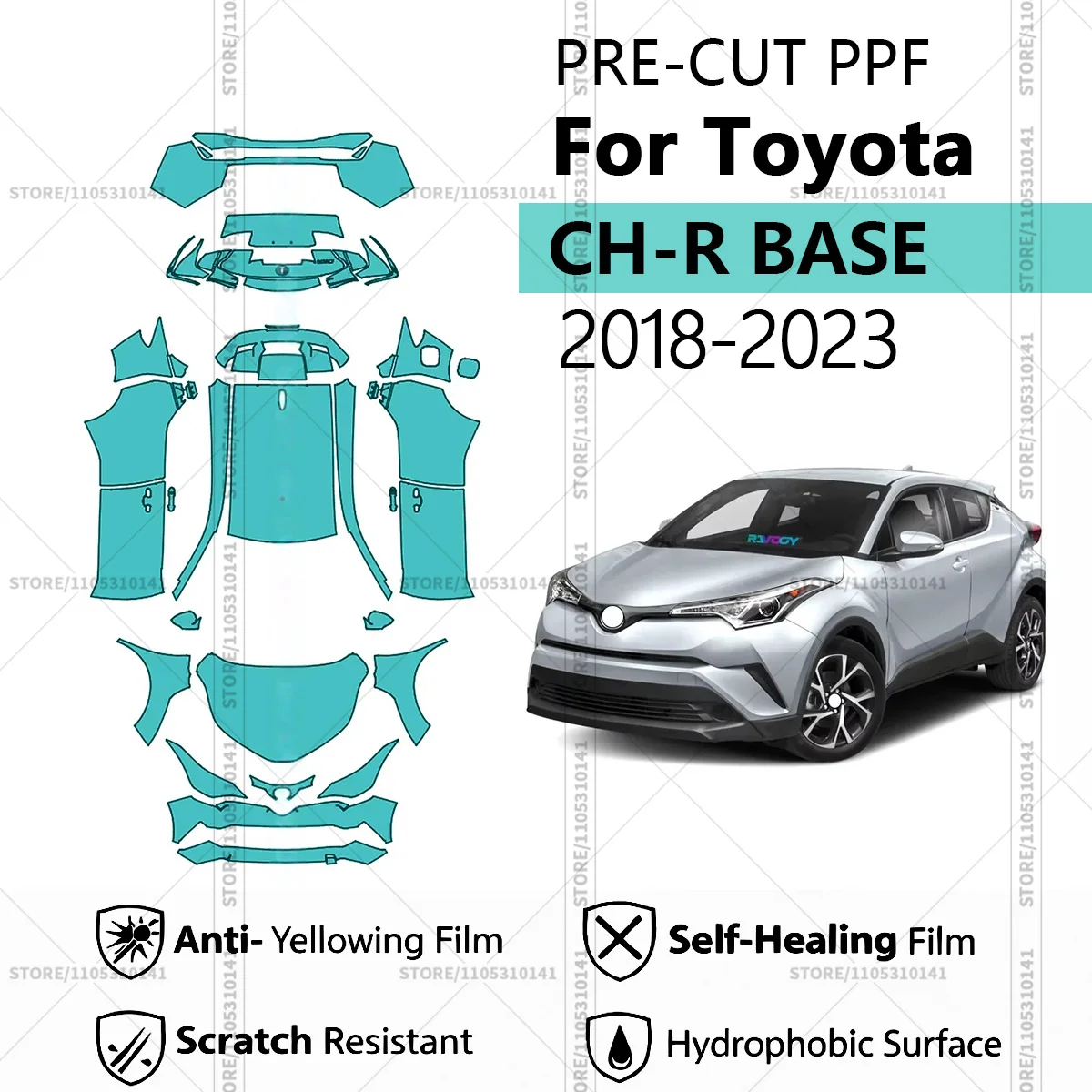 Для Toyota CH-R BASE 2018-2023: Предварительно вырезанная прозрачная защитная пленка PPF для автомобиля, профессиональная автомобильная пленка PPF для полной оклейки кузова
Для Toyota CH-R BASE 2018-2023: Предварительно вырезанная прозрачная защитная пленка PPF для автомобиля, профессиональная автомобильная пленка PPF для полной оклейки кузова