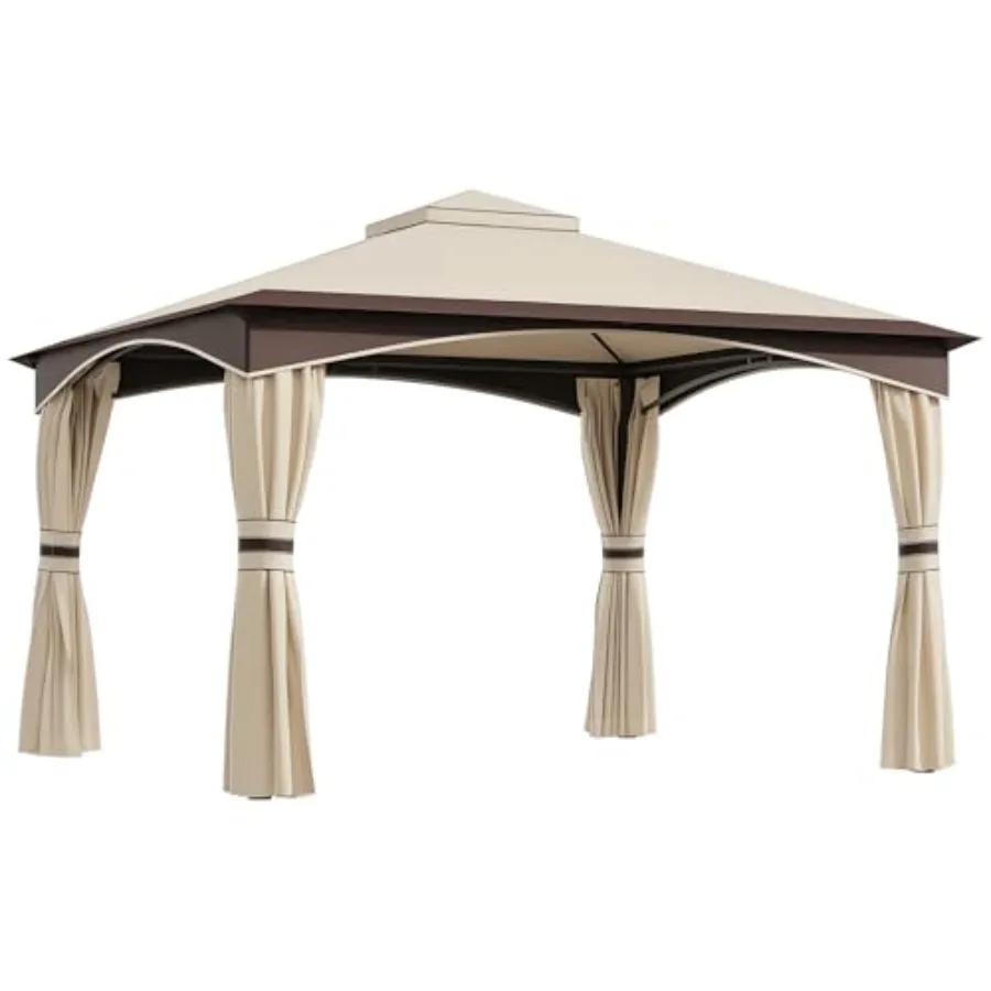Outdoor gazebo for lawn/garden/backyard/deck use, steel frame, beige, 2-tier soft top roof with netting for insect protection
Outdoor gazebo for lawn/garden/backyard/deck use, steel frame, beige, 2-tier soft top roof with netting for insect protection