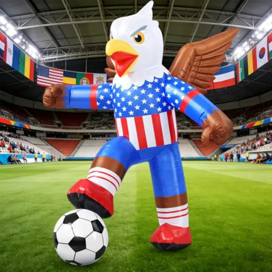 Outdoor soccer-themed inflatable decoration for yard, lawn, garden; PVC material, red-white-blue color; weather-resistant, LED-
Outdoor soccer-themed inflatable decoration for yard, lawn, garden; PVC material, red-white-blue color; weather-resistant, LED-