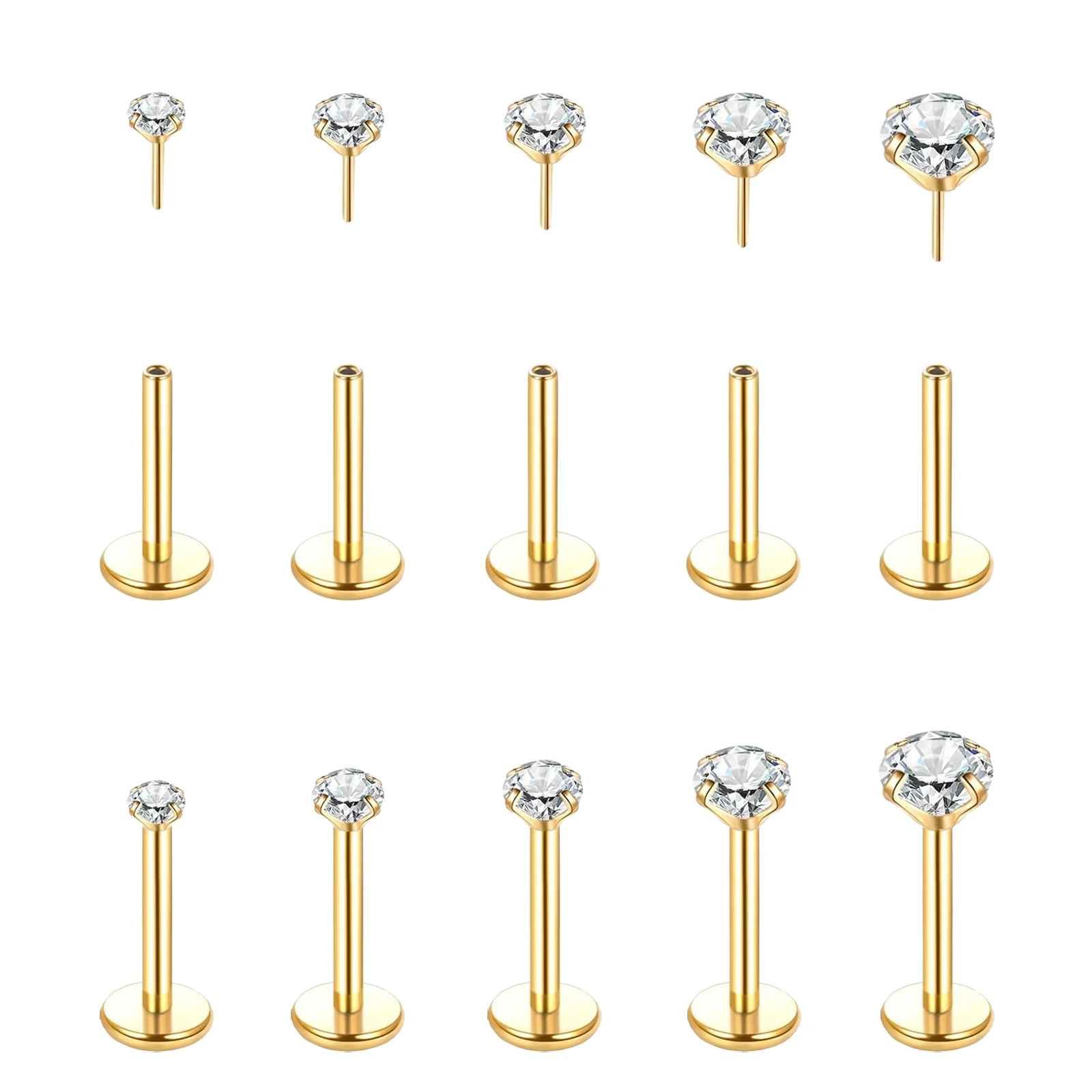 5Pcs Flat Back Nose Studs with CZ Crystal for Women’s Threadless Push In Ear Cartilage and Tragus Lip Piercings 18/20G 1.0/0.8mm
5Pcs Flat Back Nose Studs with CZ Crystal for Women’s Threadless Push In Ear Cartilage and Tragus Lip Piercings 18/20G 1.0/0.8mm