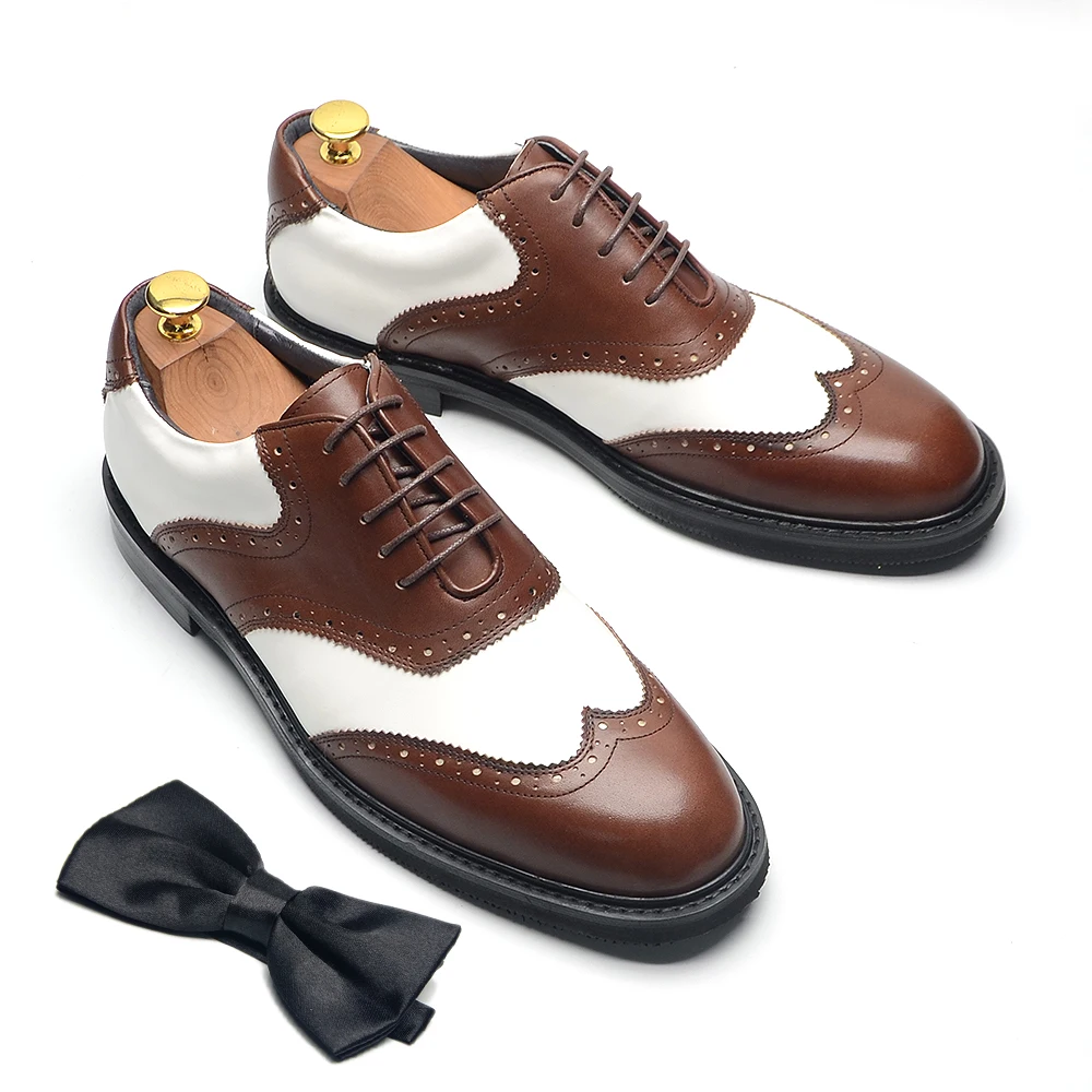 Classic British Style Handmade Men's Dress Shoes Genuine Leather Brown-white Lace-up Brogue Wingtip Man Oxford Shoes for Wedding
Classic British Style Handmade Men's Dress Shoes Genuine Leather Brown-white Lace-up Brogue Wingtip Man Oxford Shoes for Wedding