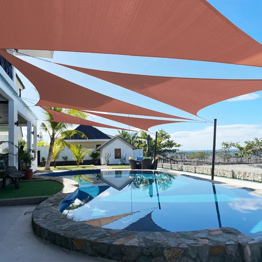 Outdoor patio garden backyard sun shade sail triangle canopy in rust red, 185 GSM durable UV-blocking fabric, custom size avail
Outdoor patio garden backyard sun shade sail triangle canopy in rust red, 185 GSM durable UV-blocking fabric, custom size avail