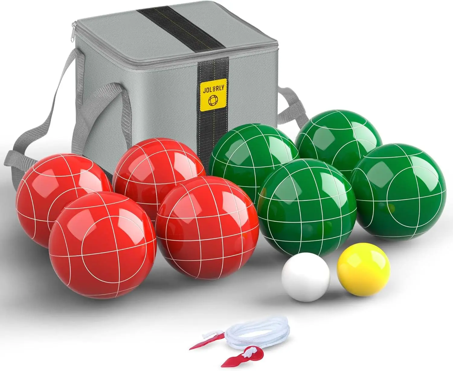 Regulation 107mm Bocce Ball Set with Carrying Case - 8 Balls, Pallinos & Rope for Outdoor Games
Regulation 107mm Bocce Ball Set with Carrying Case - 8 Balls, Pallinos & Rope for Outdoor Games