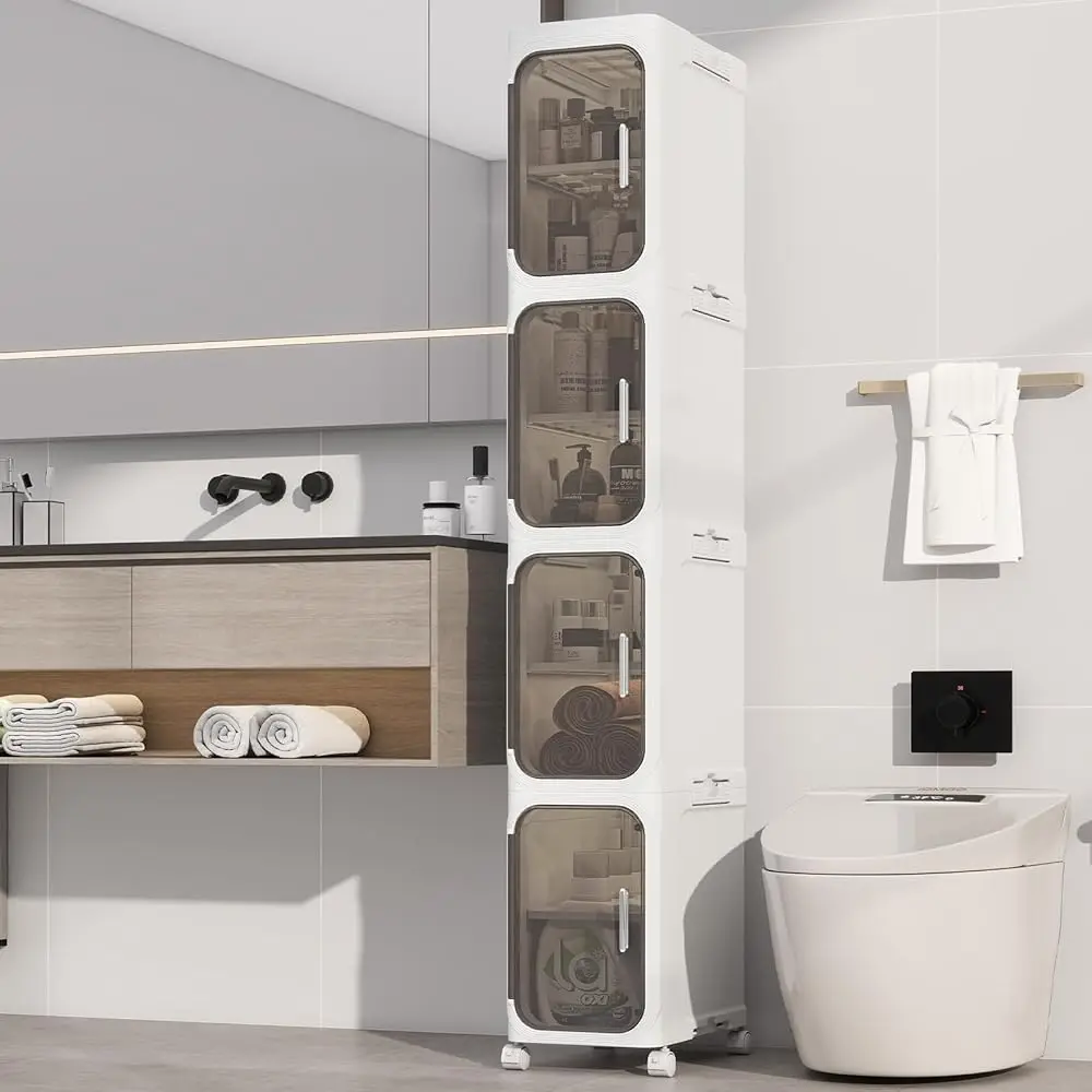 4-Tiers Slim Bathroom Storage Cabinet, Foldable Storage Cabinets,Narrow Bathroom Storage,Movable Bathroom Storage Organizer For
4-Tiers Slim Bathroom Storage Cabinet, Foldable Storage Cabinets,Narrow Bathroom Storage,Movable Bathroom Storage Organizer For