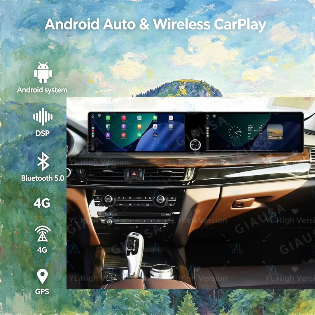 ym Dual Screen Android 14 For BMW X5 F15 X6 F16 X5M X6M 2014-2018 Wireless Carplay Car Multimedia Video Player GPS Navi Unit DSP
ym Dual Screen Android 14 For BMW X5 F15 X6 F16 X5M X6M 2014-2018 Wireless Carplay Car Multimedia Video Player GPS Navi Unit DSP