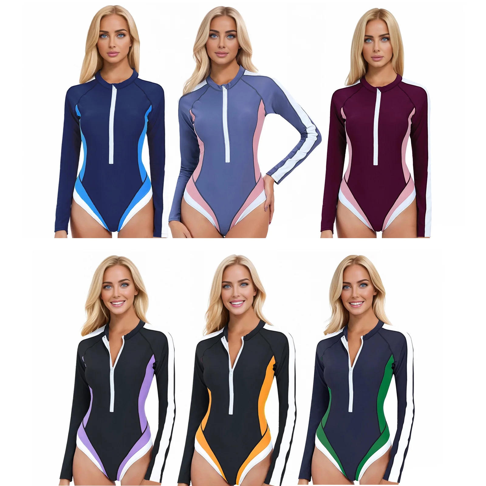 2025 New Sports One-Piece Swimsuit for Womens Leotard Long Sleeve Zipper Bodysuit Monokini Surfing Diving Swimwear Bathing Suit
2025 New Sports One-Piece Swimsuit for Womens Leotard Long Sleeve Zipper Bodysuit Monokini Surfing Diving Swimwear Bathing Suit