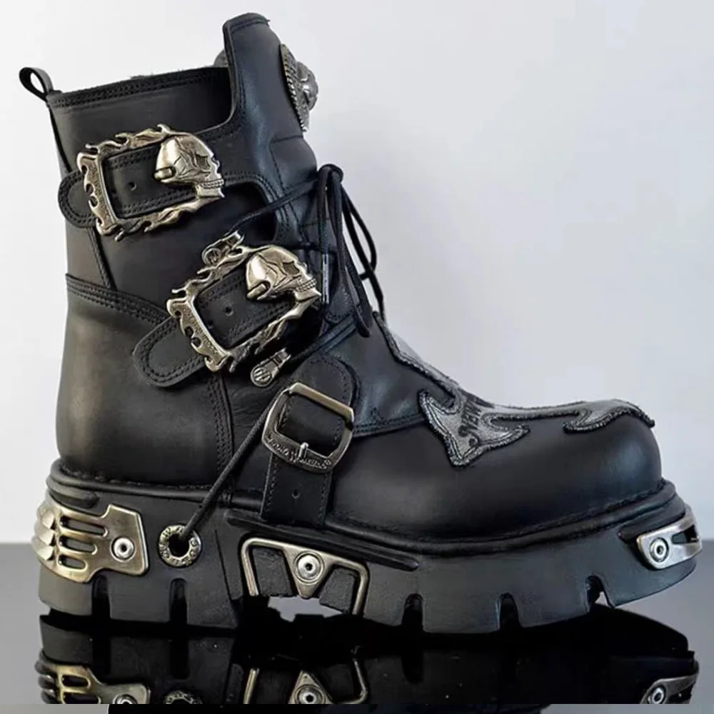 Fashion Men's Cow Genuine Leather Motorcycle Boots,Design New Unisex Mid-calf Skull Devil Goth Punk Metallic Combat Boots Plus48
Fashion Men's Cow Genuine Leather Motorcycle Boots,Design New Unisex Mid-calf Skull Devil Goth Punk Metallic Combat Boots Plus48
