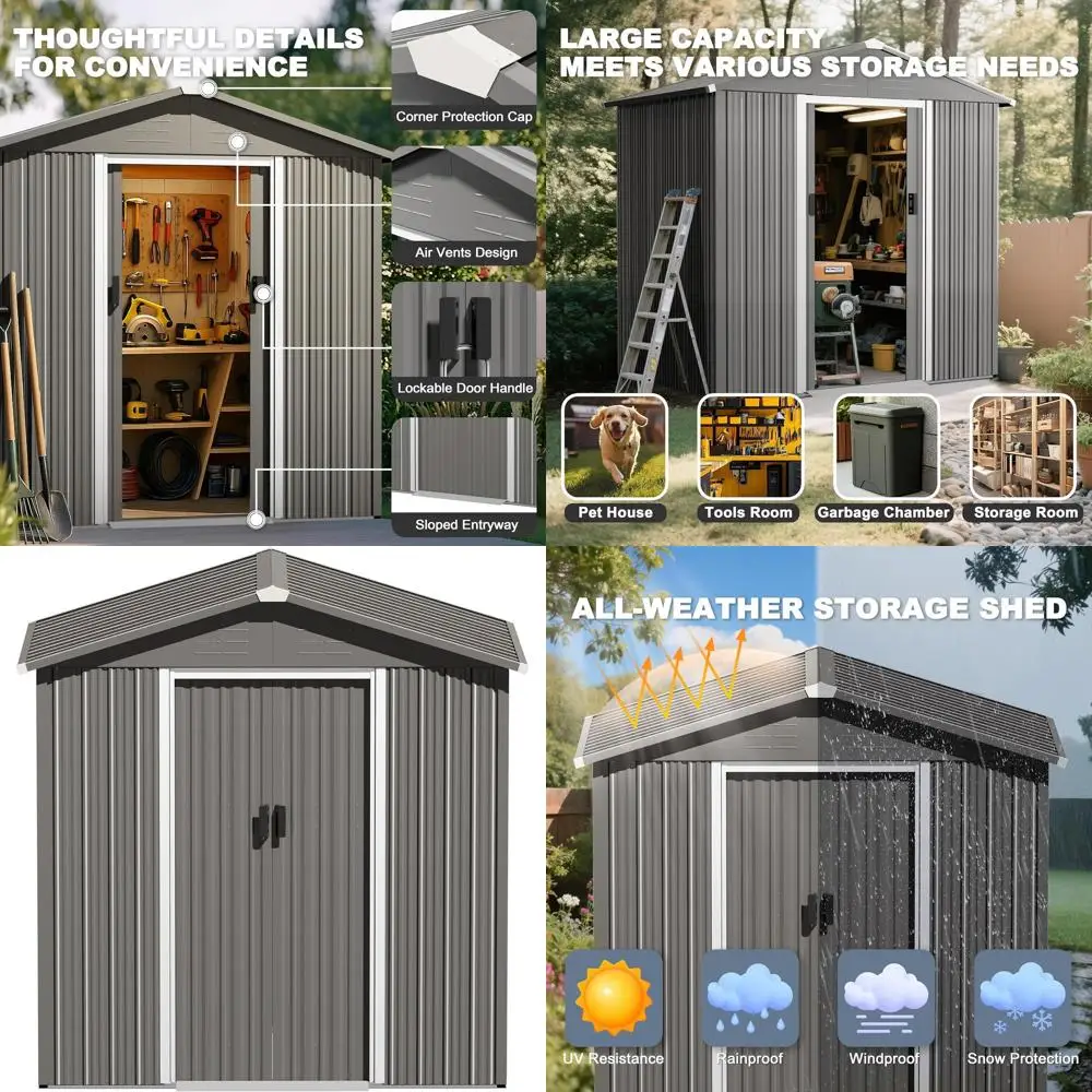 Серый оцинкованный навес для хранения на открытом воздухе с раздвижной дверью, устойчивый к ржавчине, вентиляционным отверстием для патио или газона
Серый оцинкованный навес для хранения на открытом воздухе с раздвижной дверью, устойчивый к ржавчине, вентиляционным отверстием для патио или газона