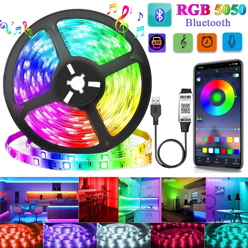 USB Led Strips Light 1-30M Flexible RGB 5050 Lamp Tape Bluetooth Control DC 5V Led Diode Ribbon for TV Backlight Room Decoration
USB Led Strips Light 1-30M Flexible RGB 5050 Lamp Tape Bluetooth Control DC 5V Led Diode Ribbon for TV Backlight Room Decoration