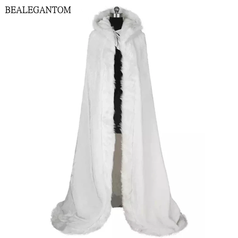 Bealegantom Winter Long Warm Wedding Capes White Cloak Floor Length Bride Shawl Faux Fur Accessories Coat Adult Bridal Wrap
Bealegantom Winter Long Warm Wedding Capes White Cloak Floor Length Bride Shawl Faux Fur Accessories Coat Adult Bridal Wrap