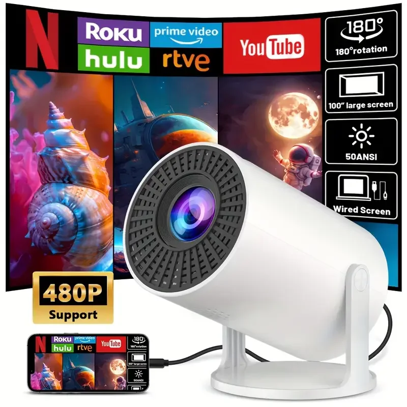 Mini Portable Projector, 480P Support, 50 ANSI Brightness, USB Plug,Wireless screen, Ideal for Home Theater, Office Event Use
Mini Portable Projector, 480P Support, 50 ANSI Brightness, USB Plug,Wireless screen, Ideal for Home Theater, Office Event Use