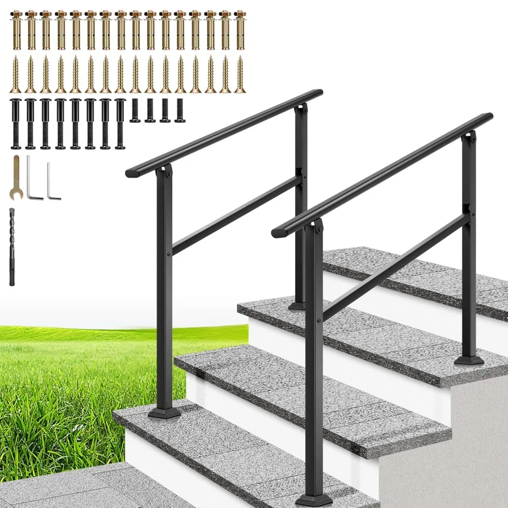 2-Pack 3 Step Hand Rails for Outdoor Steps, Wrought Iron Railing, Black Oval Exterior Hand Railing,or Indoor Stairs, Railing Kit
2-Pack 3 Step Hand Rails for Outdoor Steps, Wrought Iron Railing, Black Oval Exterior Hand Railing,or Indoor Stairs, Railing Kit