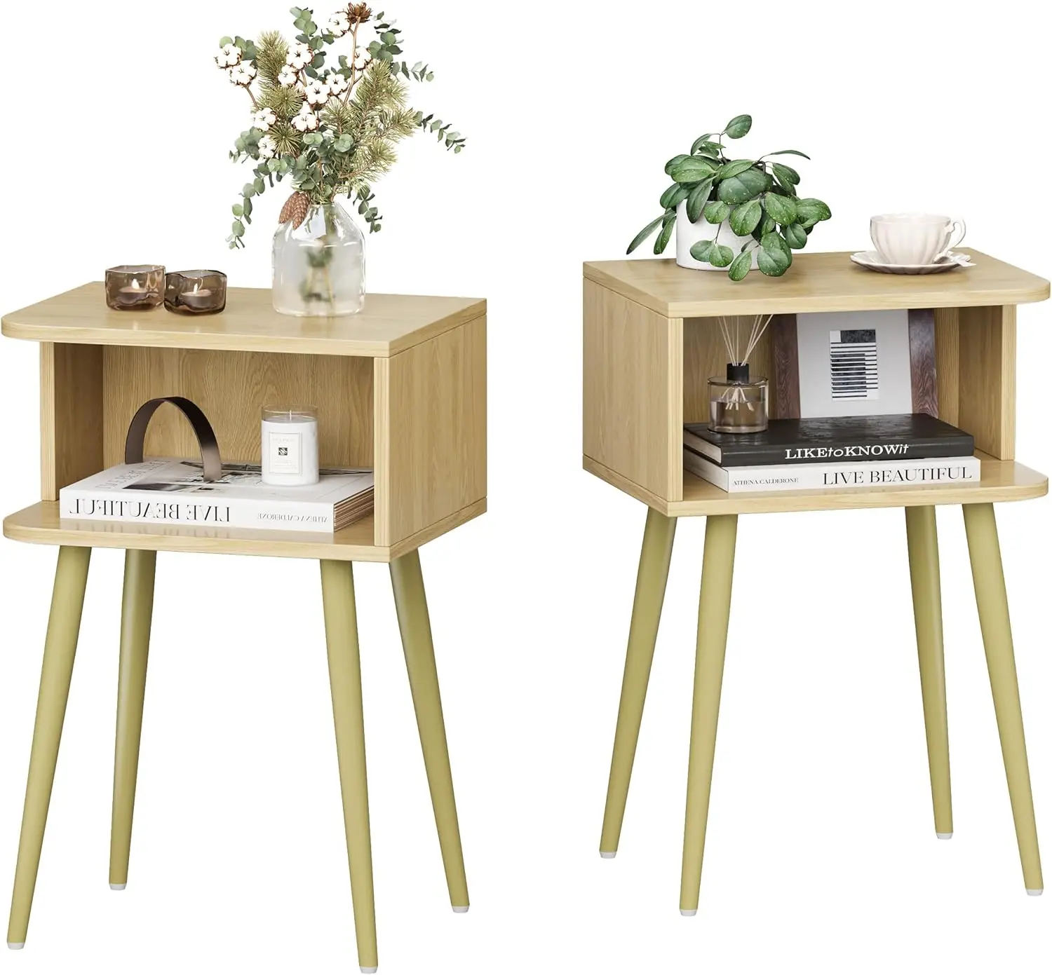 Natural Nightstand Set of 2, Small Bed Side Table for Small Spaces, Mid Century Modern Nightstand End Table with Open Storage
Natural Nightstand Set of 2, Small Bed Side Table for Small Spaces, Mid Century Modern Nightstand End Table with Open Storage