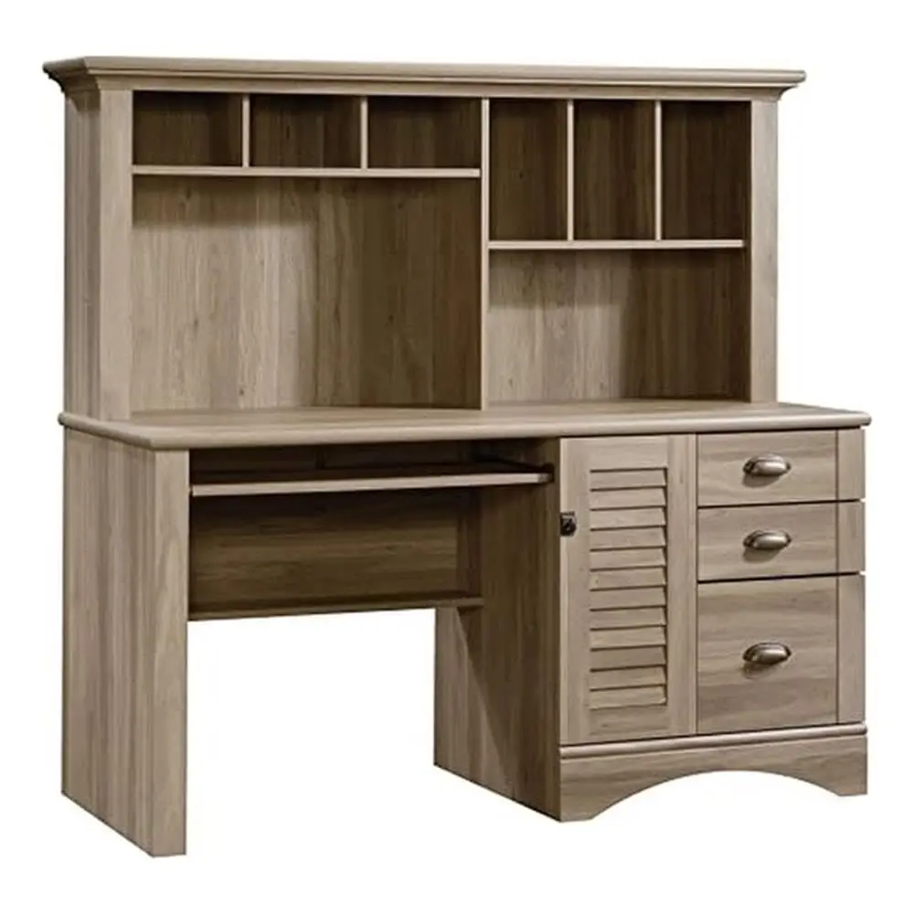 Modern Wood Computer Desk With Hutch Salt Oak Finish 63 Inch Wide 3 Drawers CPU Storage Cubbyholes Home Office
Modern Wood Computer Desk With Hutch Salt Oak Finish 63 Inch Wide 3 Drawers CPU Storage Cubbyholes Home Office