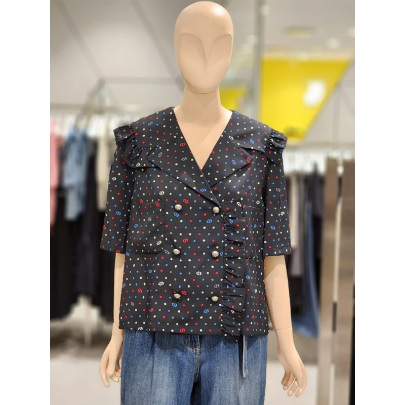 MICOAT Pure Original Luy Sweet Cool Age-Defng Summer irt Women's Loose Navy Collar Double Button Wooden Ear Design Casu... 
MICOAT Pure Original Luy Sweet Cool Age-Defng Summer irt Women's Loose Navy Collar Double Button Wooden Ear Design Casu...