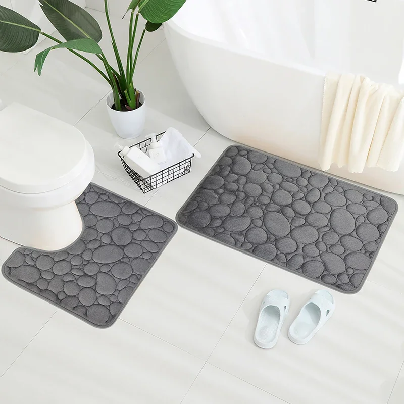 Коврик для пола из гальки и коралла с вышивкой, ковер для ванной комнаты, U-образный губчатый впитывающий коврик для ног, дверной коврик, комплект из двух предметов 
Коврик для пола из гальки и коралла с вышивкой, ковер для ванной комнаты, U-образный губчатый впитывающий коврик для ног, дверной коврик, комплект из двух предметов