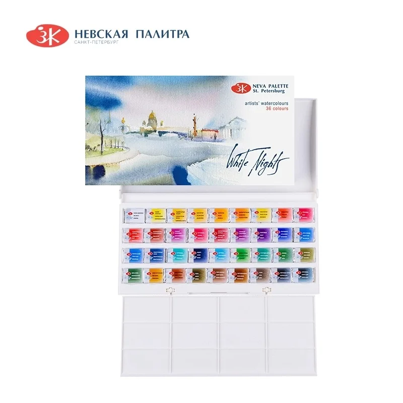 Russian White Nights Artists Grade Watercolour Paint Set 36 Full Pans for Professionals Extra Fine Painting Portable Palette Box
Russian White Nights Artists Grade Watercolour Paint Set 36 Full Pans for Professionals Extra Fine Painting Portable Palette Box