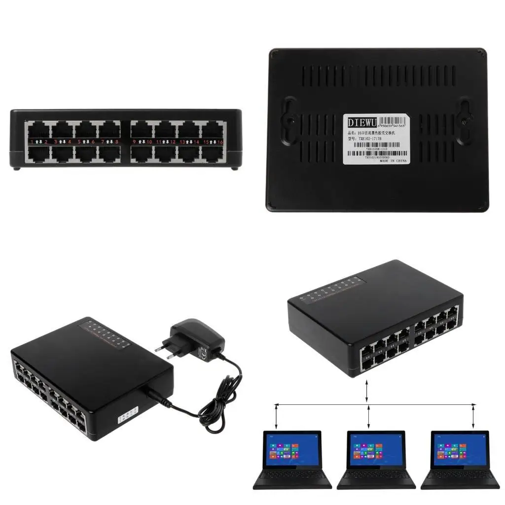 652F 10/100 Мбит/с 16 портов Fast Ethernet LAN RJ45 Сетевой коммутатор Коммутатор-концентратор Настольный ПК с адаптером Сетевой
652F 10/100 Мбит/с 16 портов Fast Ethernet LAN RJ45 Сетевой коммутатор Коммутатор-концентратор Настольный ПК с адаптером Сетевой