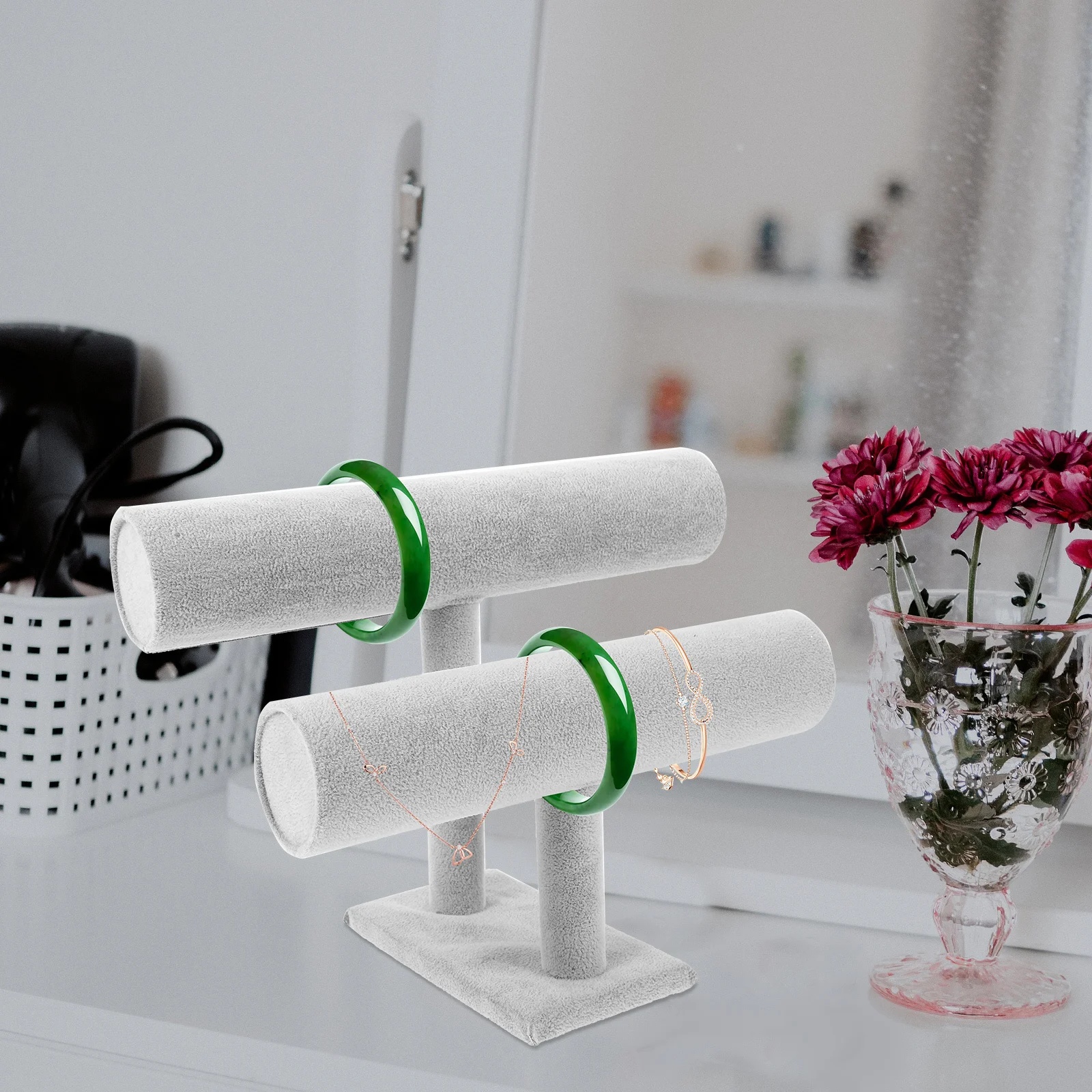 Two Tier Detchable Bangle Holder Jewelry Display Stand for Organization Protection and Shop Use Grey Bracelet Holder
Two Tier Detchable Bangle Holder Jewelry Display Stand for Organization Protection and Shop Use Grey Bracelet Holder