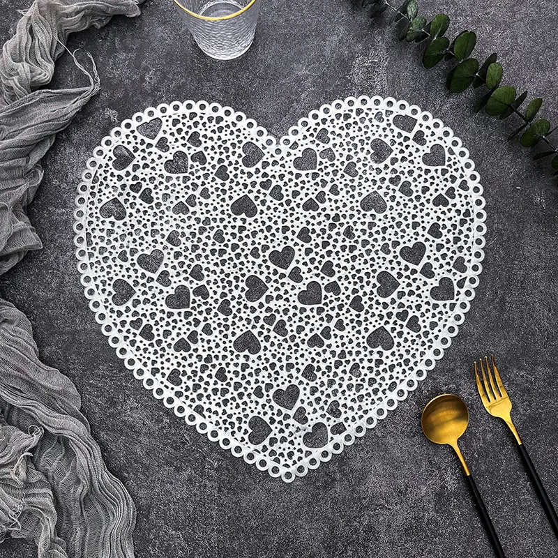 6/4pcs Heart-shaped Hollow Placemats PVC Heat-resistant Hotel Home Wedding and Valentine's Day Sliding Table Decorative Mats
6/4pcs Heart-shaped Hollow Placemats PVC Heat-resistant Hotel Home Wedding and Valentine's Day Sliding Table Decorative Mats