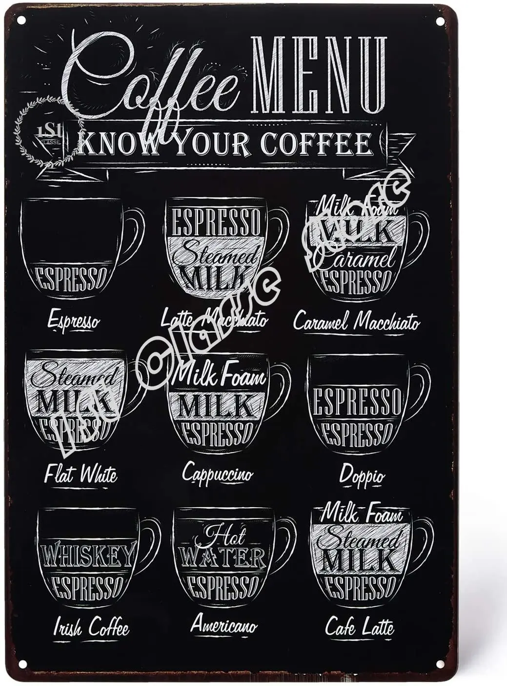 Coffee Bar Sign, Coffee Menu Know Your Coffee Metal Signs Kitchen Decor and Accessories 8 X 12 Inches, Small
Coffee Bar Sign, Coffee Menu Know Your Coffee Metal Signs Kitchen Decor and Accessories 8 X 12 Inches, Small