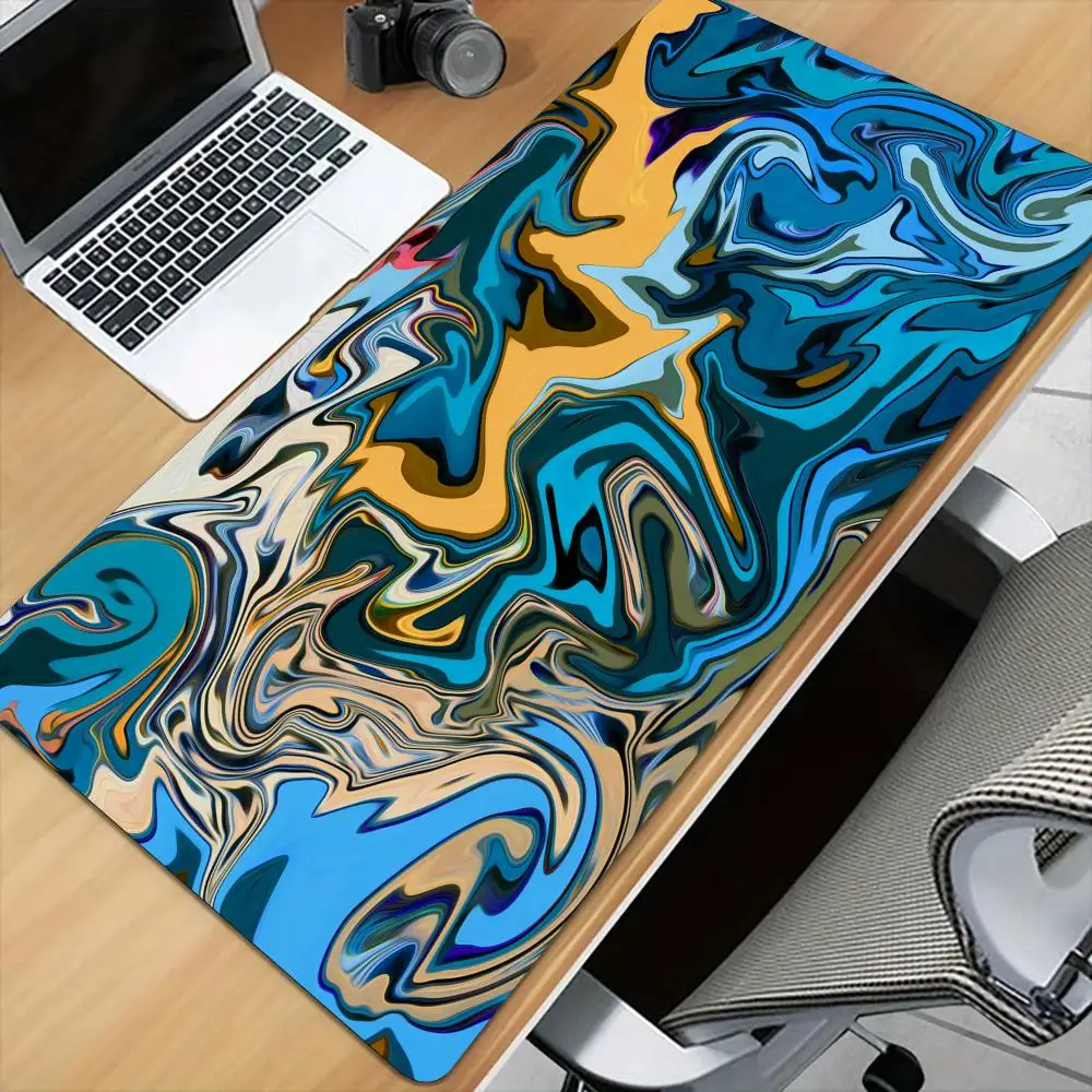 Большой коврик для мыши с художественным жидким узором, настольный коврик с прошитыми краями, резиновый нескользящий прочный аксессуар для ПК, игровой коврик muismat
Большой коврик для мыши с художественным жидким узором, настольный коврик с прошитыми краями, резиновый нескользящий прочный аксессуар для ПК, игровой коврик muismat