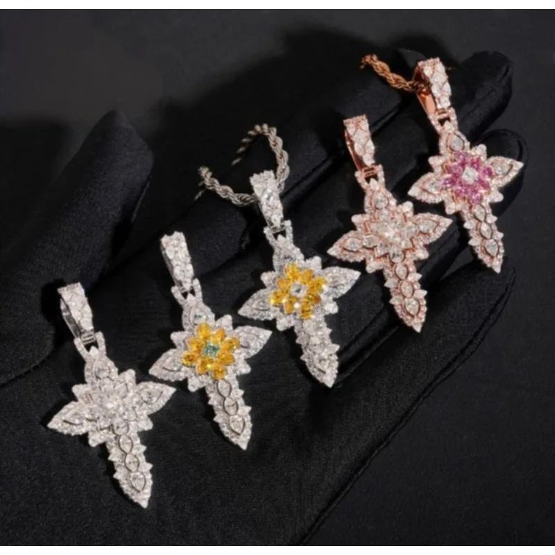 LYEE CYEE 4-Color Cross Set: Hip-Hop Style S925 Silver Pendants with Yellow, Pink, Orange & Clear Moissanite Stones. Complete
LYEE CYEE 4-Color Cross Set: Hip-Hop Style S925 Silver Pendants with Yellow, Pink, Orange & Clear Moissanite Stones. Complete