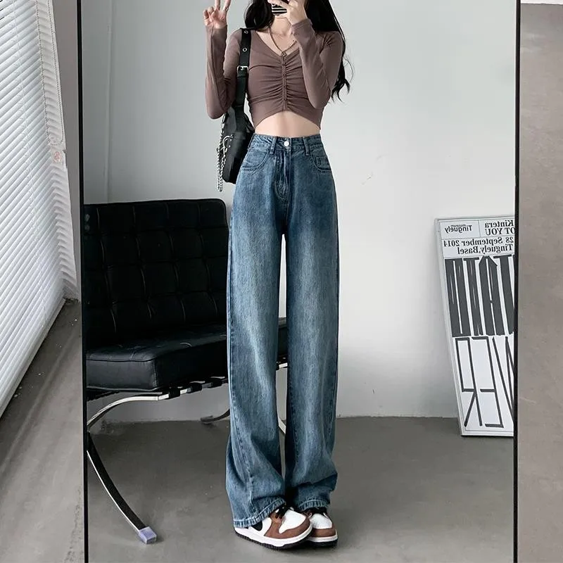 Vintage Blue High Waist Jeans for Women Wide-leg Pants Baggy Jeans Women Stretch Ladies Denim Pants Washed Trousers Streetwear
Vintage Blue High Waist Jeans for Women Wide-leg Pants Baggy Jeans Women Stretch Ladies Denim Pants Washed Trousers Streetwear