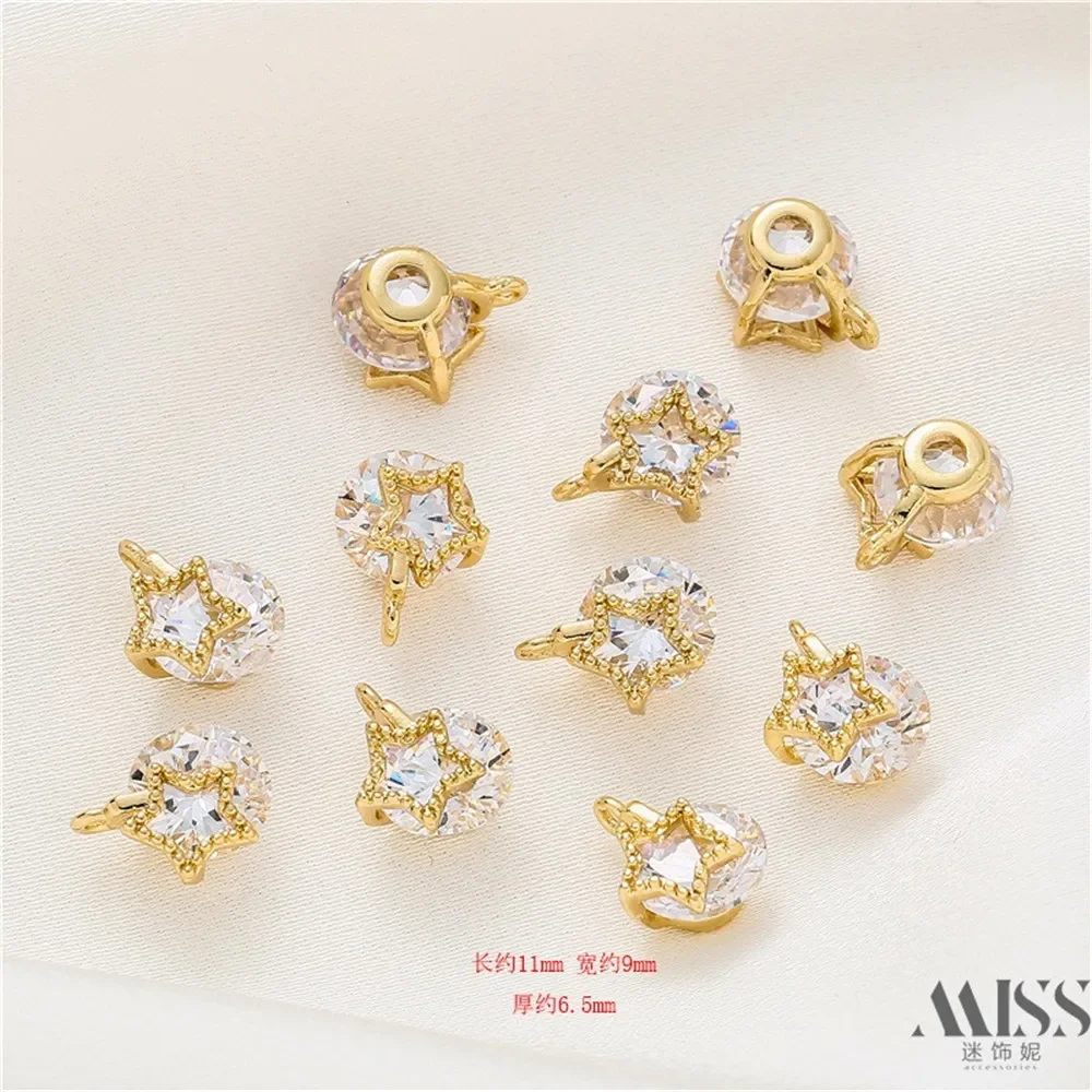 14K Gold Five-pointed Star Round Zircon Pendant DIY Accessories Charm Pendant Handmade Bracelet Necklace Jewelry Material
14K Gold Five-pointed Star Round Zircon Pendant DIY Accessories Charm Pendant Handmade Bracelet Necklace Jewelry Material