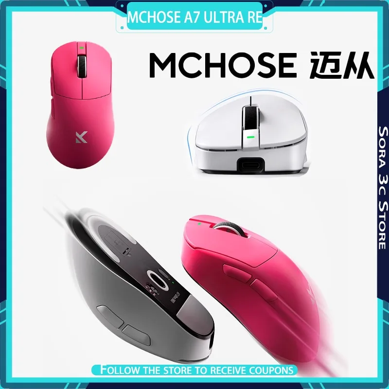 MCHOSE A7 Ultra RE Wireless Mouse PAW3950 Double 8K Low Latency Bluetooth Tri Mode Esports Gaming Mouse Gamer Accessories
MCHOSE A7 Ultra RE Wireless Mouse PAW3950 Double 8K Low Latency Bluetooth Tri Mode Esports Gaming Mouse Gamer Accessories
